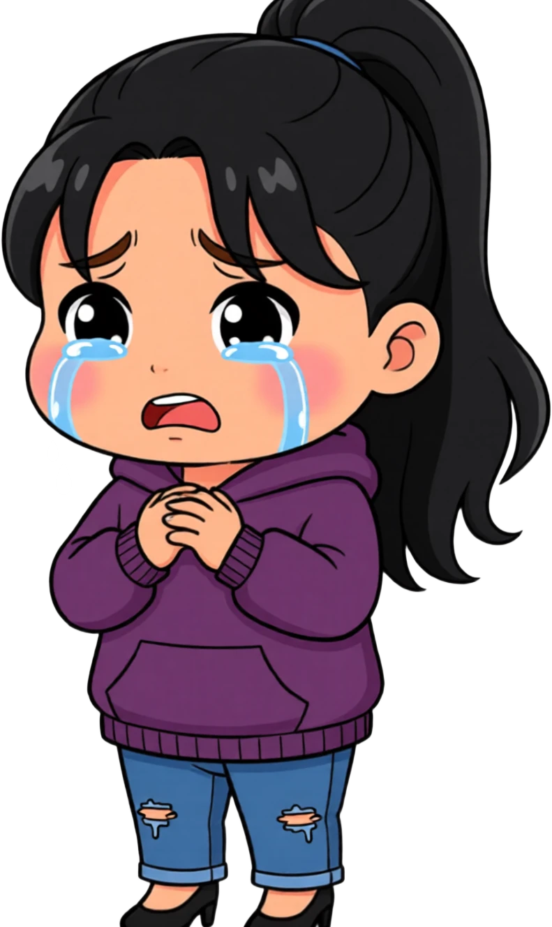 泣きながら手を組むひな(相談者)